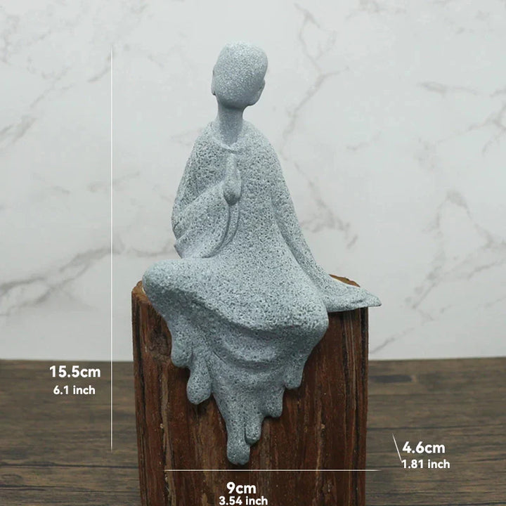 Skanto | Buddha Stein Statue Liten Buddhiste Munker Tibetansk Buddhisme Figurer Zen Hage Ornament Meditasjon Hjem Akvarium Dekorasjon