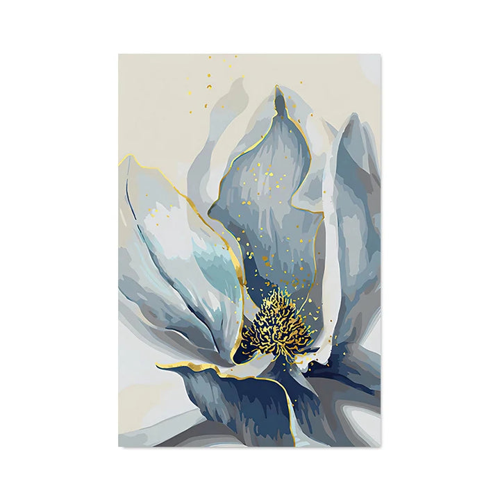 Big Blue Petal Floral Wall Art Fine Art Canvas Prints Modern Botanical Abstract Pictures For Living Room Bedroom Dining Room Art Decor | Skanto