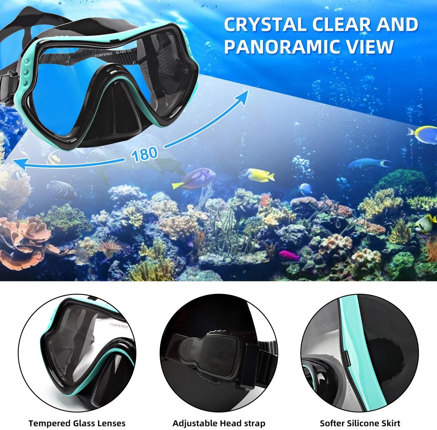 Norvo | Voksen Unisex Snorkling Dykkermaske Sett med Briller