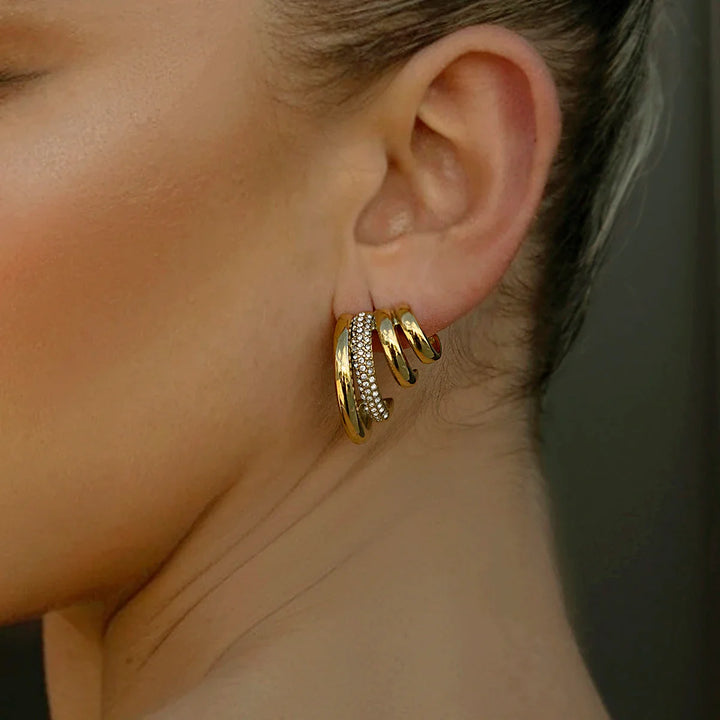 Skanto | 18k Quad Halvrunde Stud Øredobber