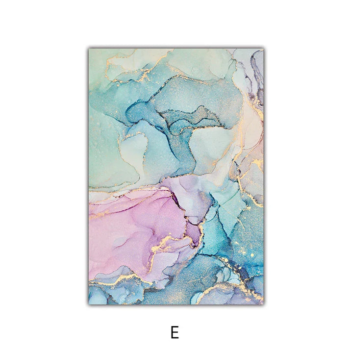 Colorful Shades of Pink Blue Jade Fluid Marble Print Wall Art Fine Art Canvas Prints Pictures for Living Room Bedroom Hotel Lounge Art Decor | Skanto