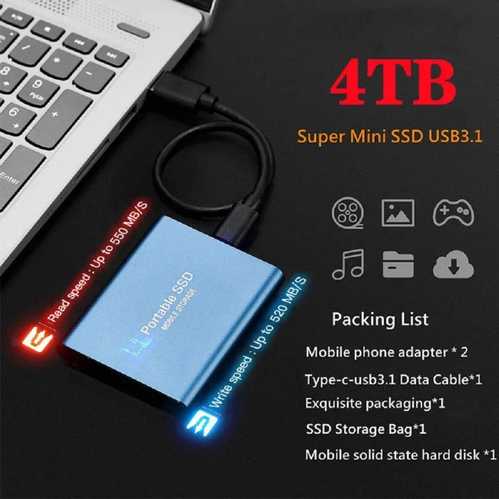Skanto | Høyhastighets Ekstern Solid State Drive 1TB Bærbar Ekstern Harddisk ssd 2TB Ekstern harddisk ssd harddisk For Laptop Mac