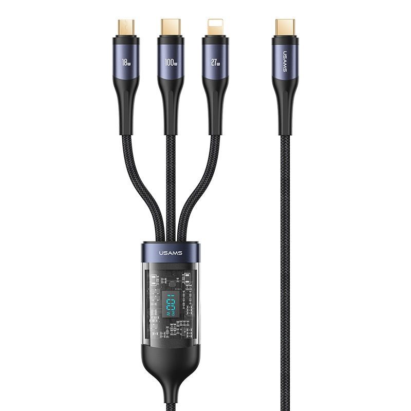Skanto | 3i1 Digital Skjerm Hurtiglading Universell Lader Kabel
