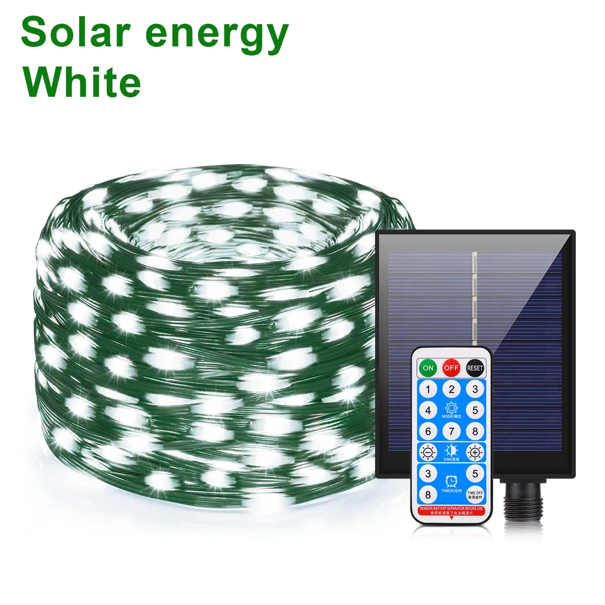 Norvo | Solstrenger 100M LumiSol ProLine | 8 Moduser | IP65 Vannresistent | Ekstra Lyse LED-lamper | Fjernkontroll & Hurtiglading | For Hage, Bryllup & Jul