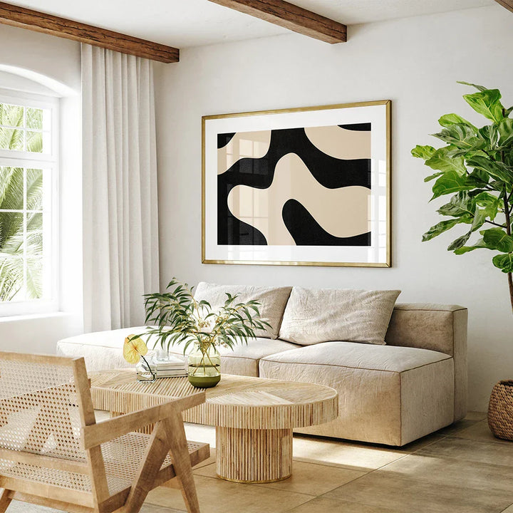 Modern Abstract Shaped Black Minimalist Wall Art Fine Art Canvas Prints Pictures for Modern Apartment Living Room Dining Room Art Decor | Skanto