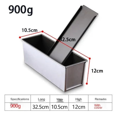 Skanto | Premium Non-stick Aluminiumlegering Toastbokser med lokk - Ulike størrelser (250g/450g/600g/750g/900g/1000g) for baking av brød og kaker