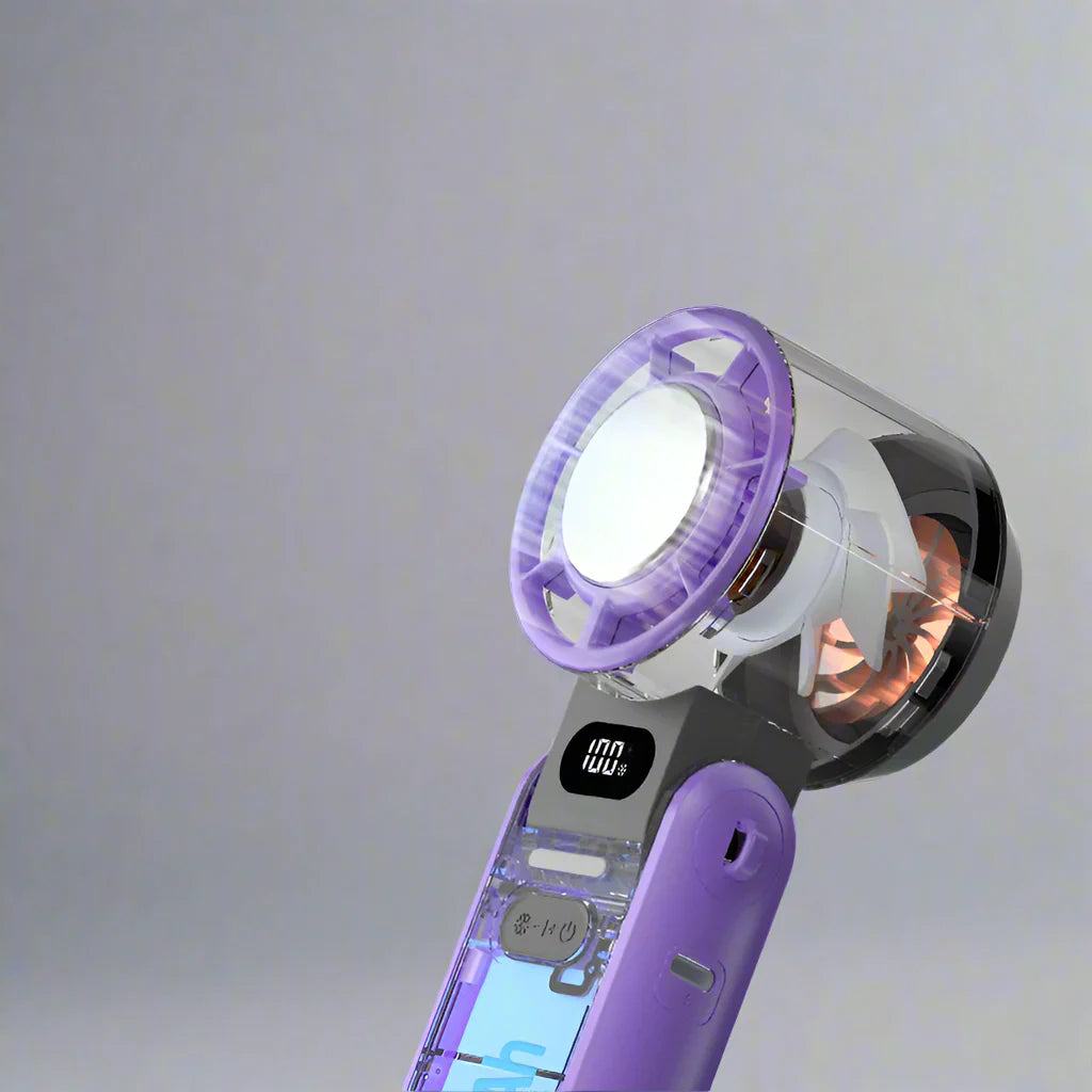 Norvo | CoolityGo Håndholdt Vifte med Is-Kjøleteknologi | 100 Hastighetsnivåer | 3600mAh Batteri | Sammenleggbar & Ultraluftig