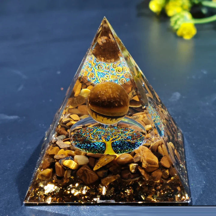 Skanto | Orgonitt-pyramide helbredelse krystaller energigenerator med ametyst pendel - Reiki chakra meditasjonsverktøy og romdekor