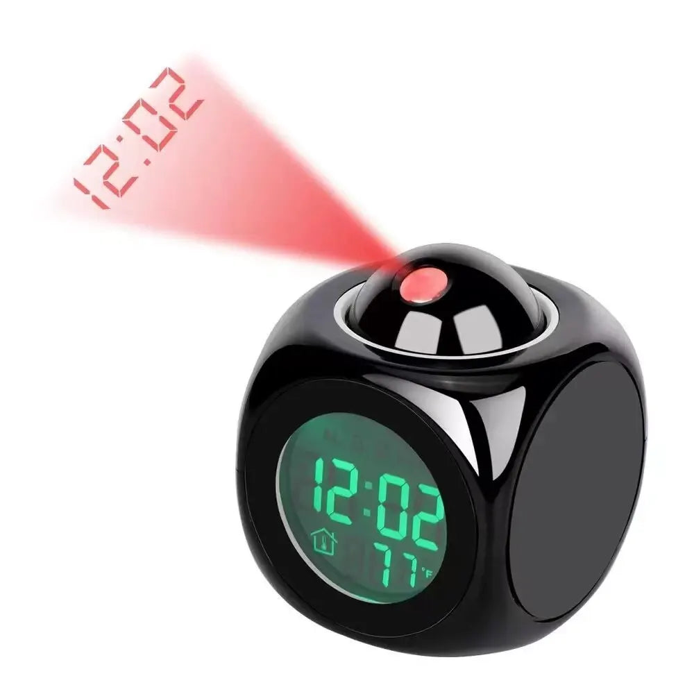 Digital projeksjonsklokke med alarm, snooze-funksjon og romtemperaturvisning – Perfekt for soverom og kontor | Skanto