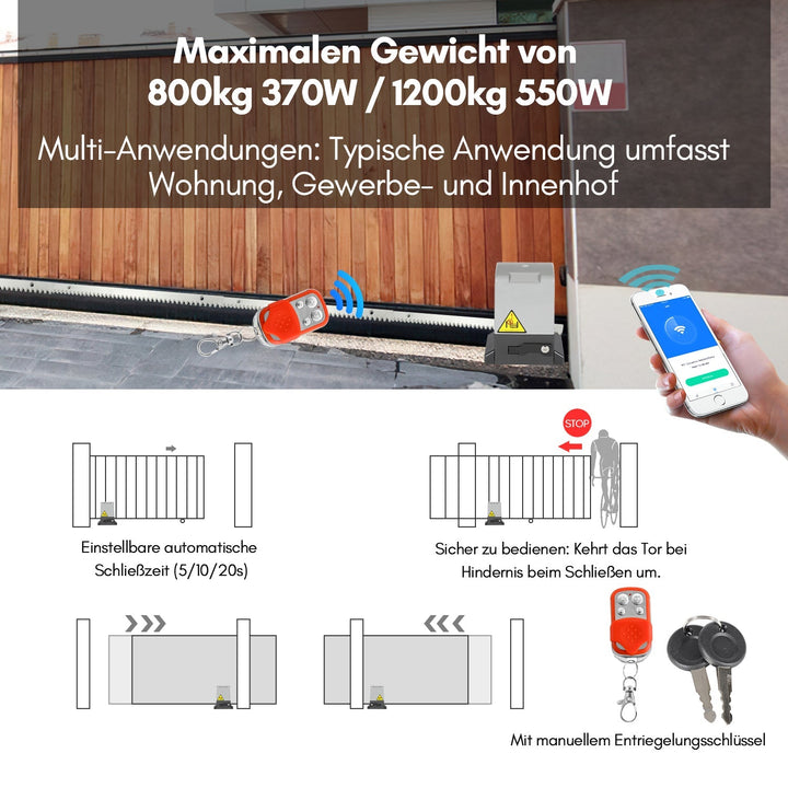 Skyvedørantrieb Garasjeportdrift med App-kontroll 370W/550W | Skanto