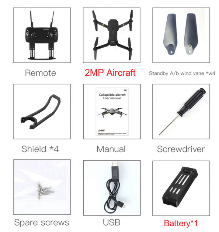 Skanto | Skyhawk HD sammenleggbar luft selfie drone med kamera 2MP