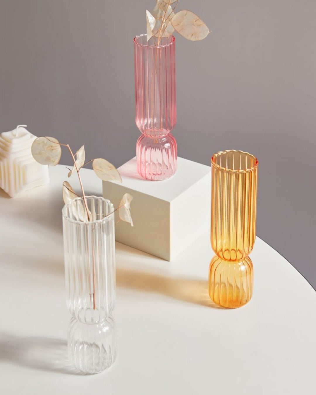 Scallop Cylinder Glass Vase | Skanto
