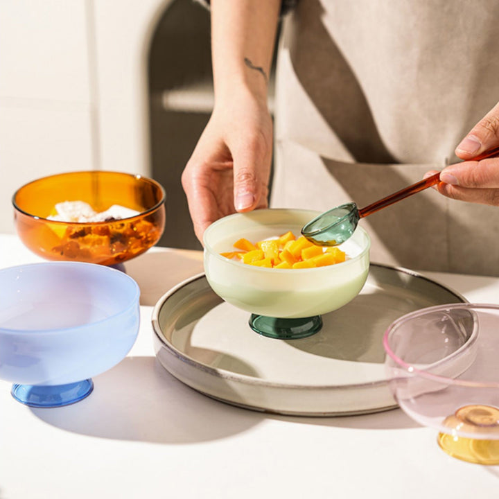 Skanto | Fargerik borosilikat dessertbolle med skje
