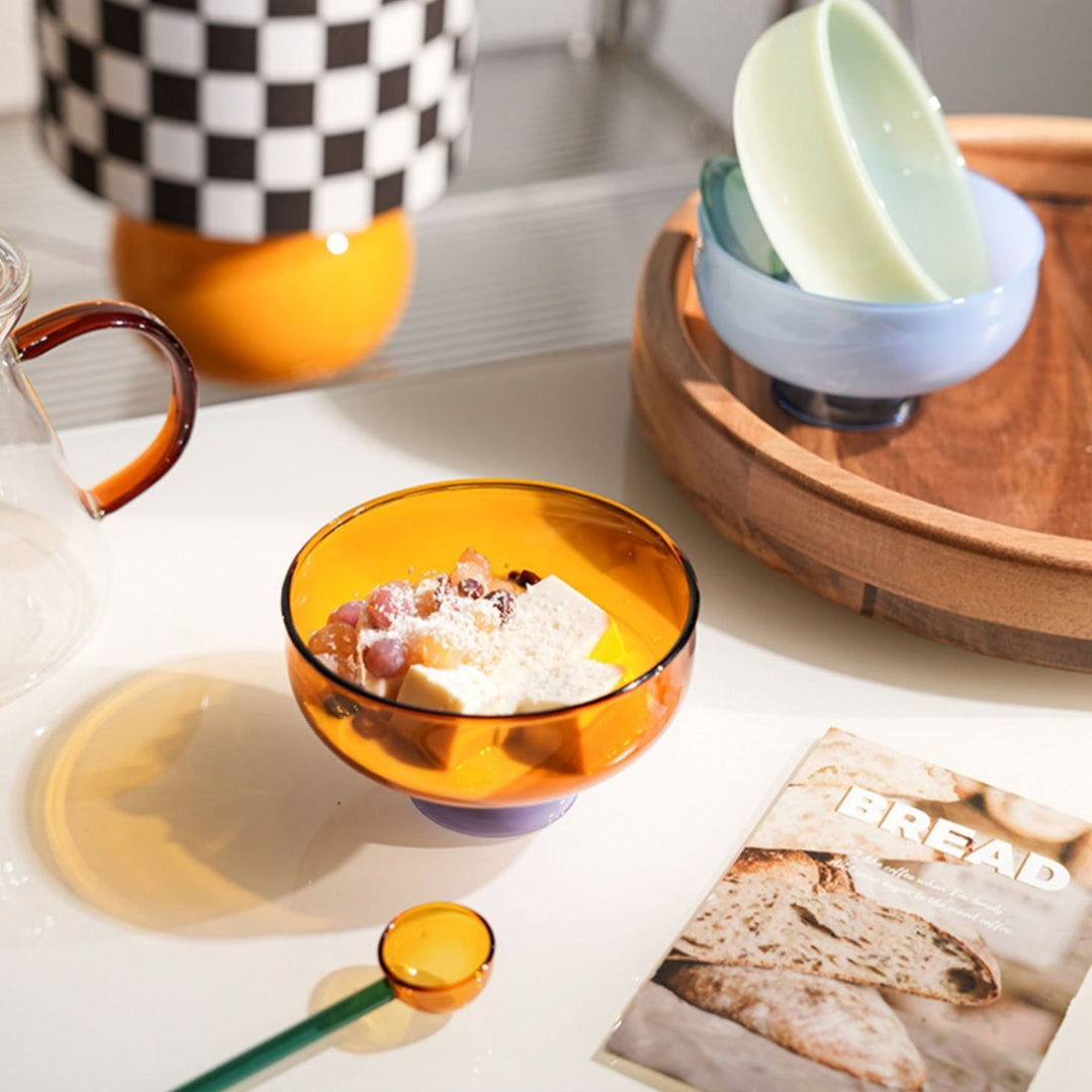 Skanto | Fargerik borosilikat dessertbolle med skje