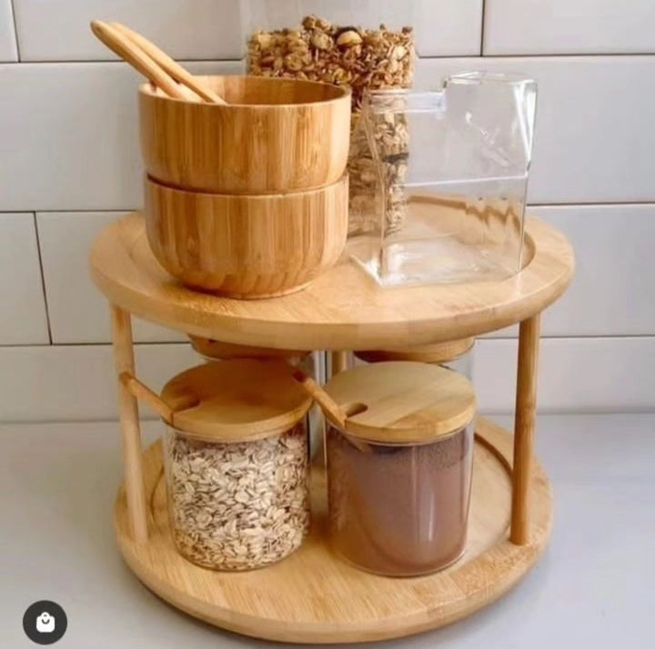 Skanto | 2Tier Rotating Bamboo Spice Rack