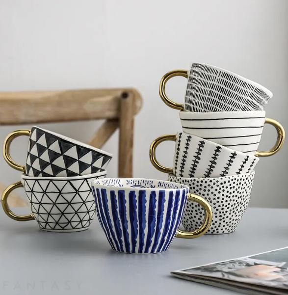 Skanto | GeoMug Designer Vesker & Kopper | Stilige Keramikk | Moderne Geometriske Mønstre