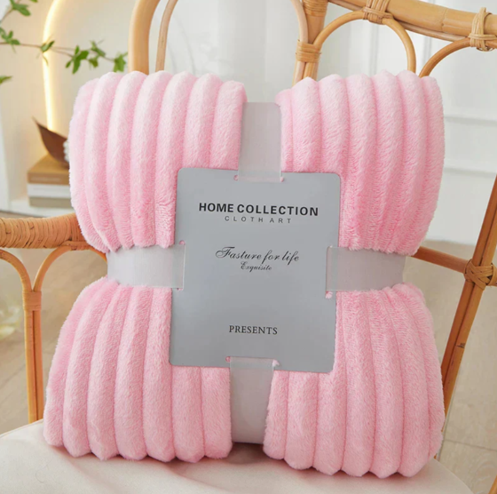 Skanto | Bredstripet flanell fleece-teppe