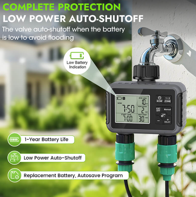 Skanto | Dual-Zone Sprinkler Vann Timer med Smart Planlegging & LCD Skjerm