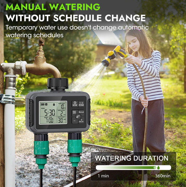 Skanto | Dual-Zone Sprinkler Vann Timer med Smart Planlegging & LCD Skjerm