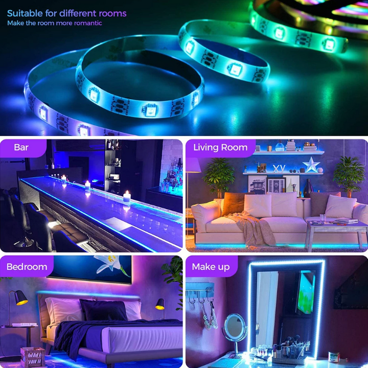 Skanto | LED lysstriper for soverom RGB 5050 Bluetooth kontroll føtter støtter lysdekor