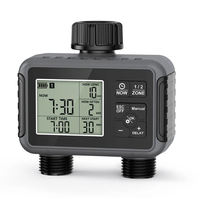 Skanto | Dual-Zone Sprinkler Vann Timer med Smart Planlegging & LCD Skjerm