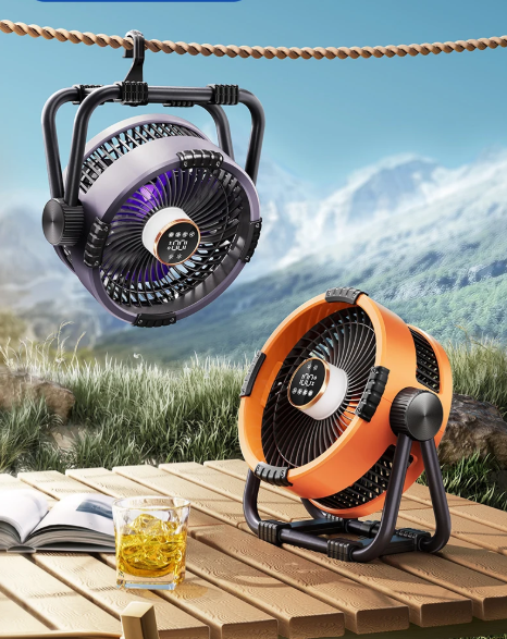 Riley 3-i-1 Campingvifte med LED og Powerbank – 20 000 mAh Utendørsvifte med krok og fjernkontroll | Skanto