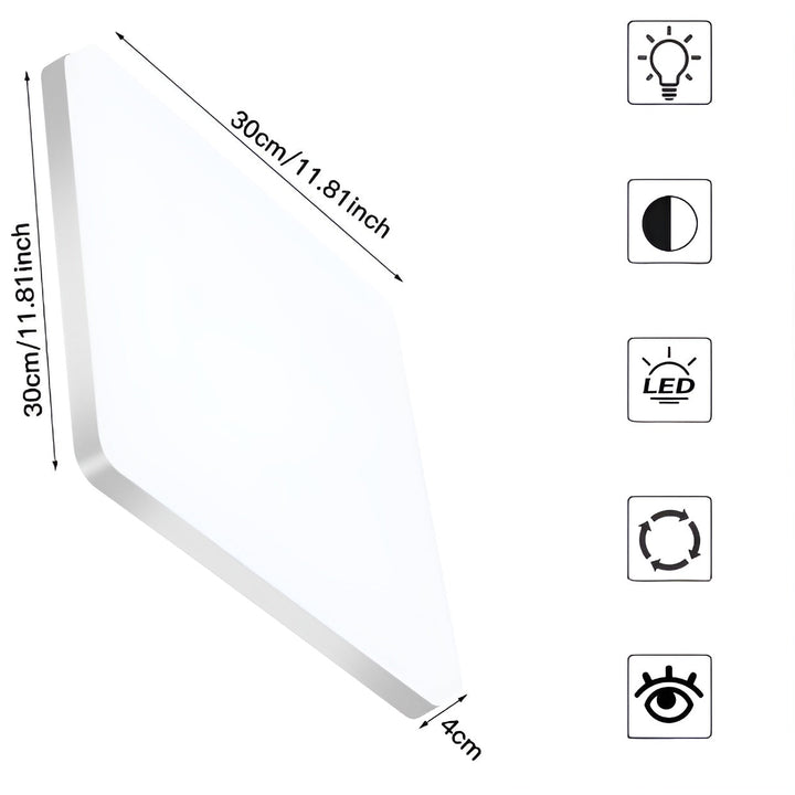 Firkantet LED Taklampe – Jevn, Behagelig Lys | Egnet for Stue & Bad | Skanto