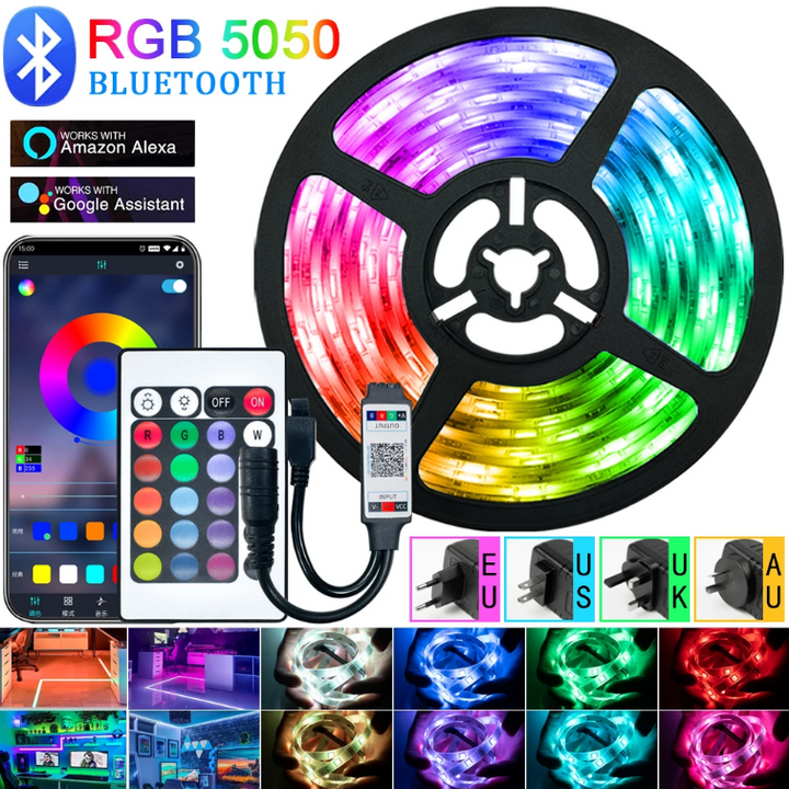 Skanto | LED lysstriper for soverom RGB 5050 Bluetooth kontroll føtter støtter lysdekor