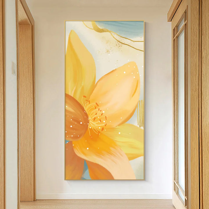 Large Floral Abstract Wall Art Fine Art Canvas Prints Orange Yellow Petal Flowers Posters Pictures for Living Room Home Decor | Skanto