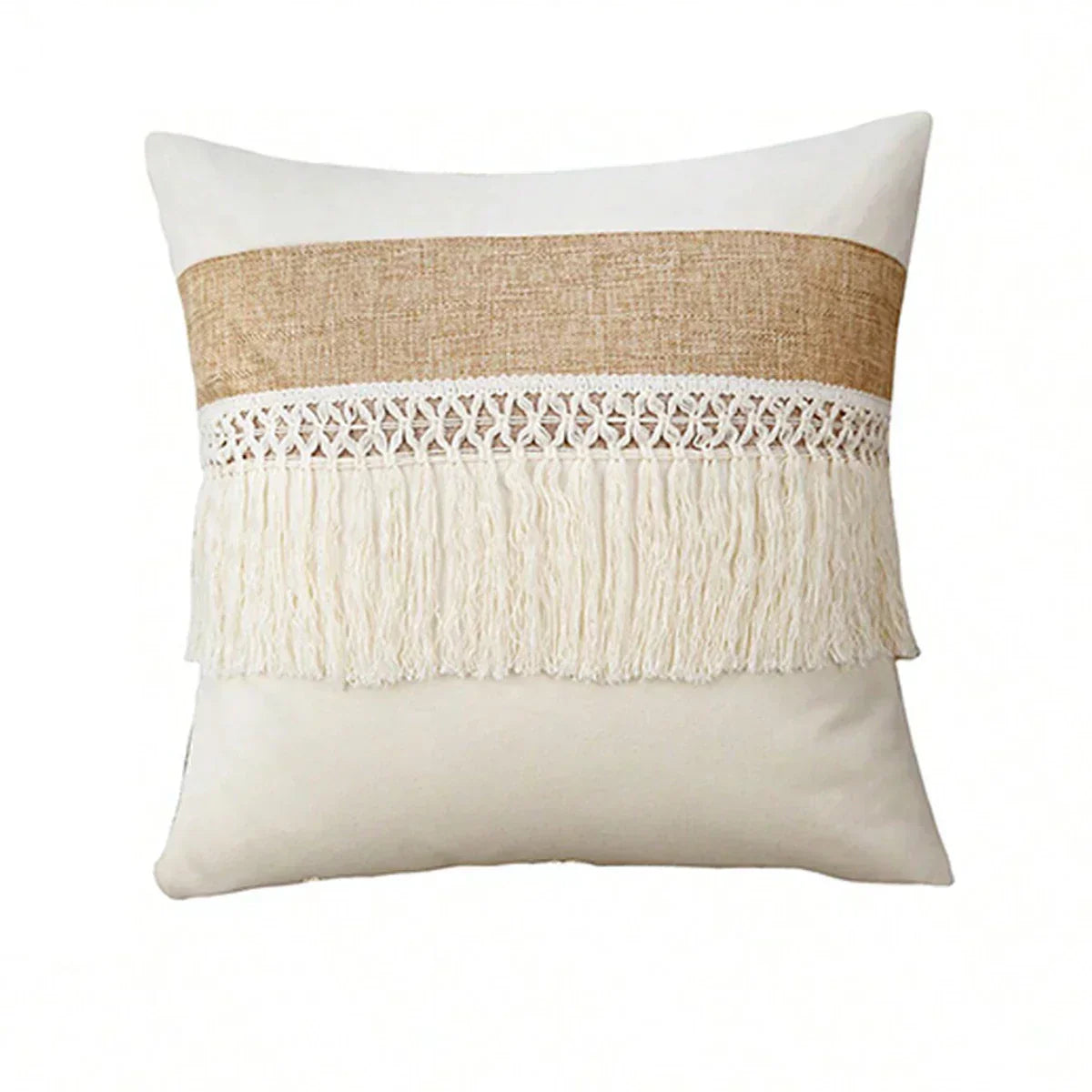 Beige Putetrekk med Geometrisk Mønster i Boho Stil – Dekorativ Sofa Putetrekk for Stue og Soverom, Koselig Hjem Deko