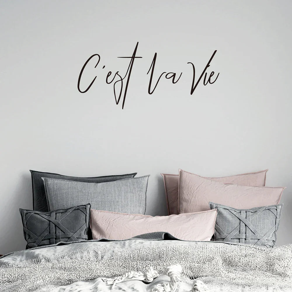 French Life Inspiring Quote Wall Sticker Removable Peel and Stick Vinyl Wall Decal for Living Room Creative DIY Home Decor | Skanto