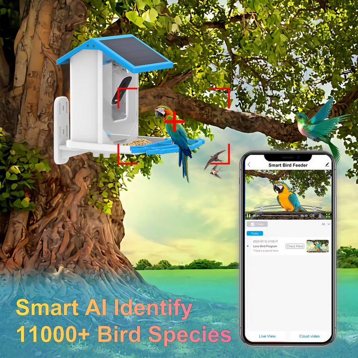 Skanto | Solcelledrevet smart fuglemater med HD AI-kamera