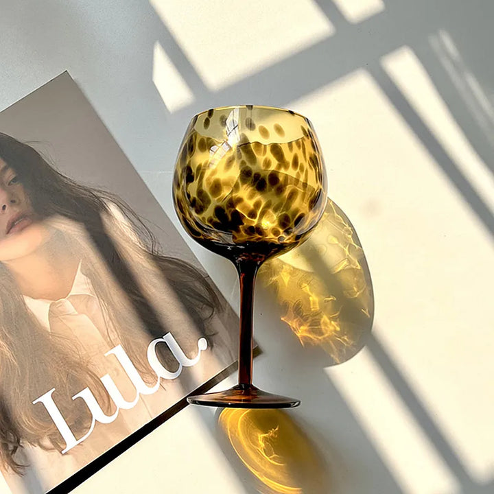 Skanto | Vintage Amber Leopard-Print Vinglass