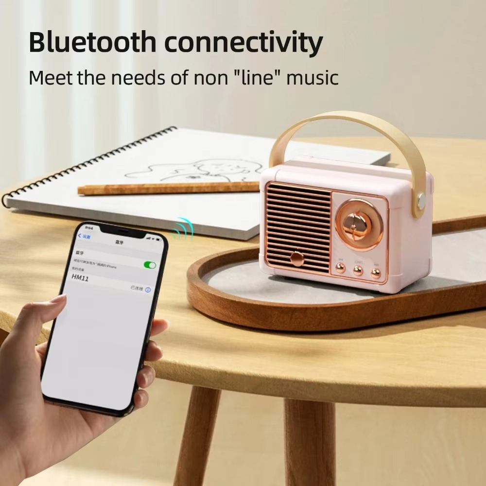 Skanto | Vintage-style trådløs Bluetooth-høyttaler med subwoofer