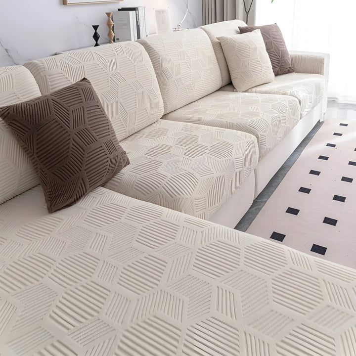 Jacquard Sofa Cover med Geometrisk Mønster – Myk & Katt-vennlig | Perfekt for Beskyttelse og Koselige Oppholdsrom | Skanto