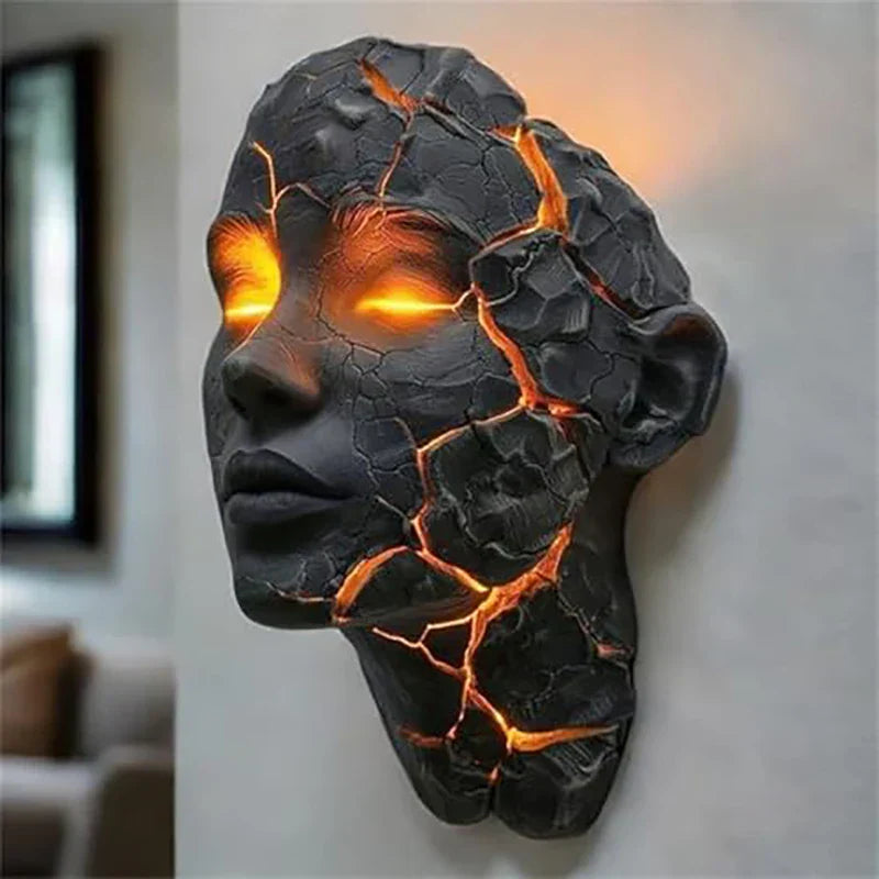 Vulkansk Ansikts-Lava-Sprakk-Veggkunstlampe | Skanto