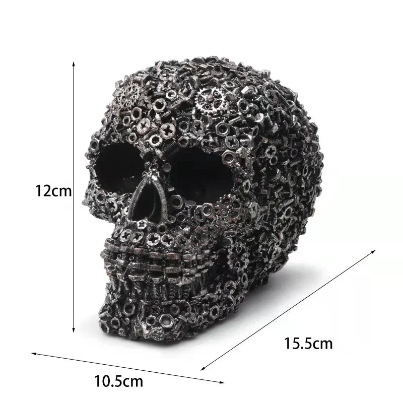 Skanto Harpiks Skrue Gir Mekanisk Stil Hodeskalle Dekorative Håndverk Ornament Hjem Dekor Statue Halloween Dekorasjon Skulptur