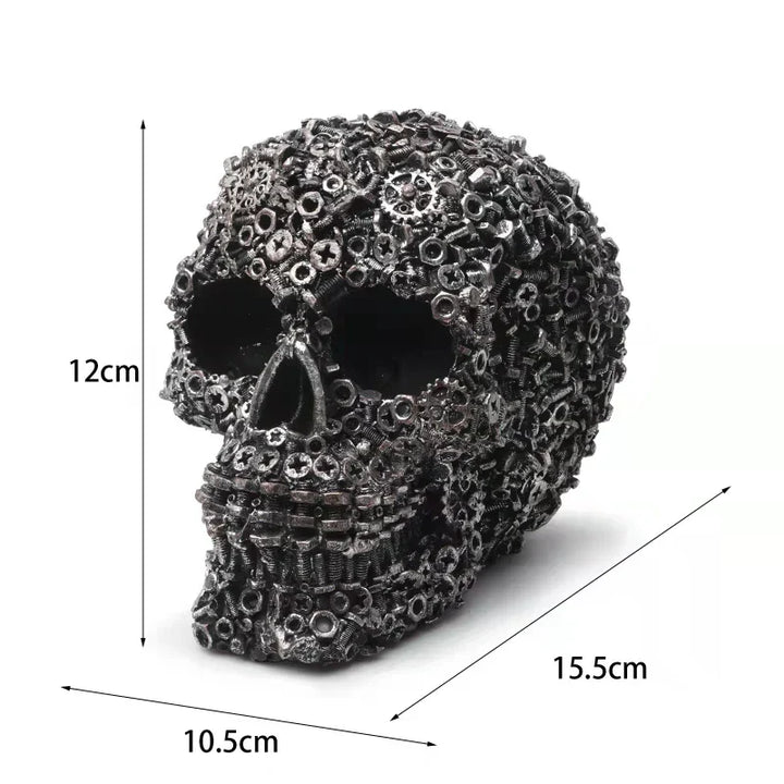 Skanto Harpiks Skrue Gir Mekanisk Stil Hodeskalle Dekorative Håndverk Ornament Hjem Dekor Statue Halloween Dekorasjon Skulptur