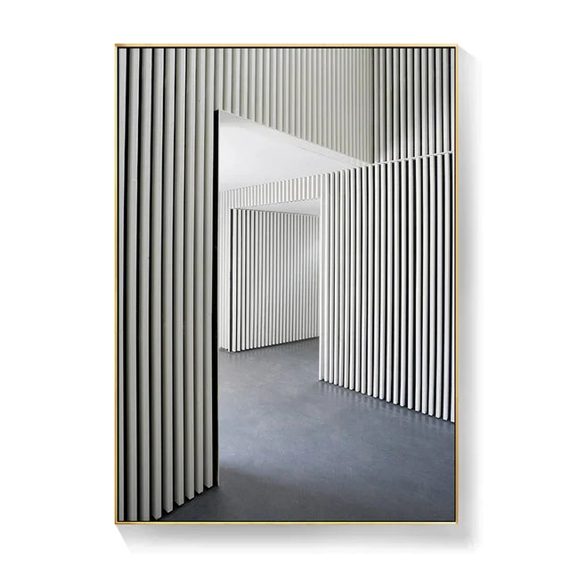 Black White Architectural Interior Wall Art Fine Art Canvas Prints Pictures For Modern Loft Living Room Home Office Decor | Skanto
