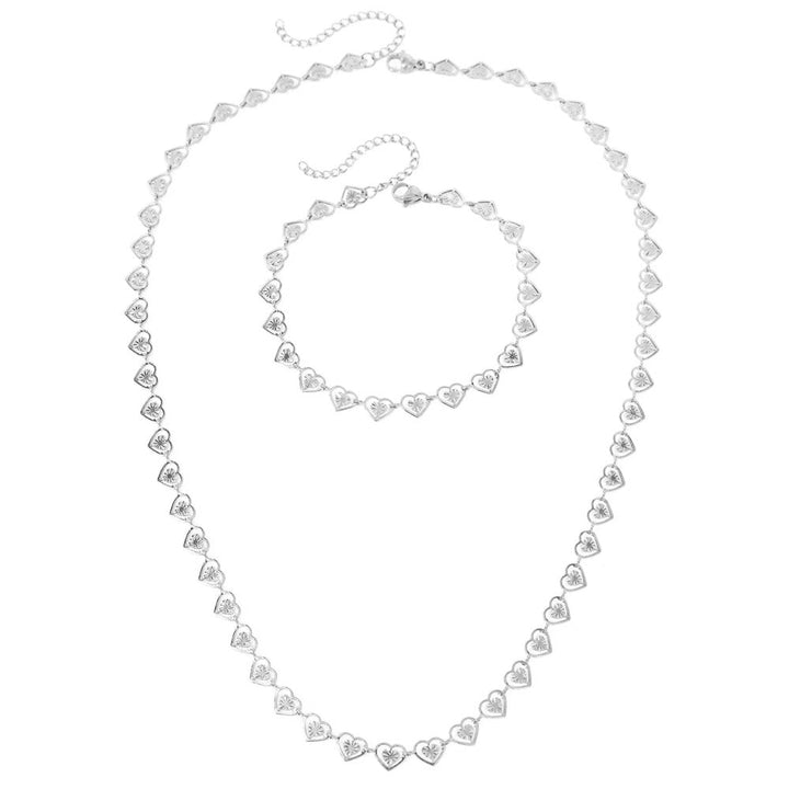 Skanto | Delikat Spiral Hjerter Armbånd og Kjede Sett