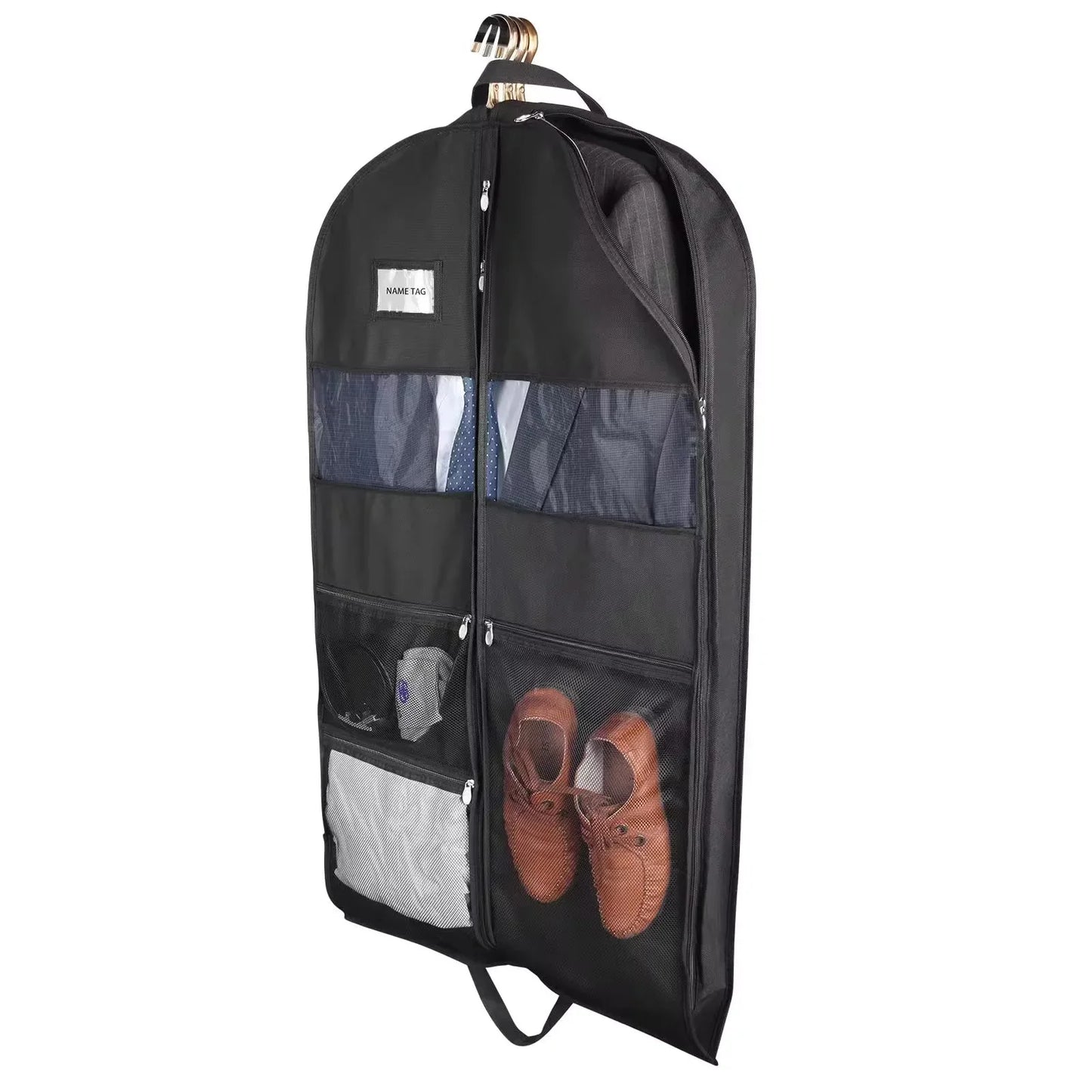 Norvo | Reisekjoler Garment Bag for Reise | Dobbeltsidig Glidelås & XXL Lommer | Pustende & Gjennomsiktig | 43 tommers Henge Dress Organisator