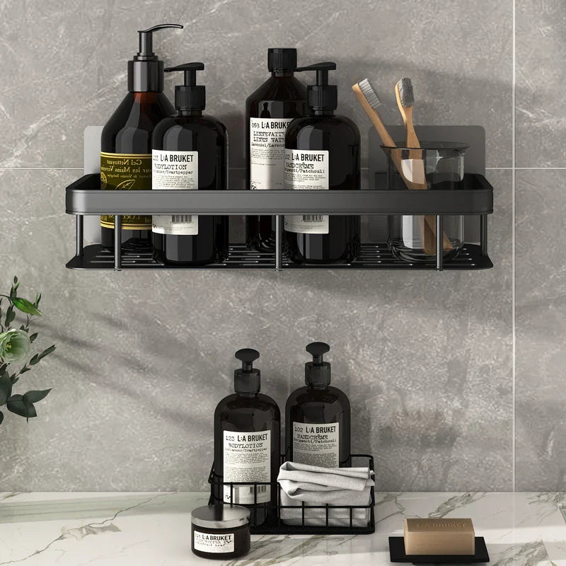 Norvo | Aluminiumlegering Badehylle - Ingen boring Kjøkkenoppbevaring Organizer, Shampoo hylle, Dusjhylle, Enkel installasjon Badeutstyr
