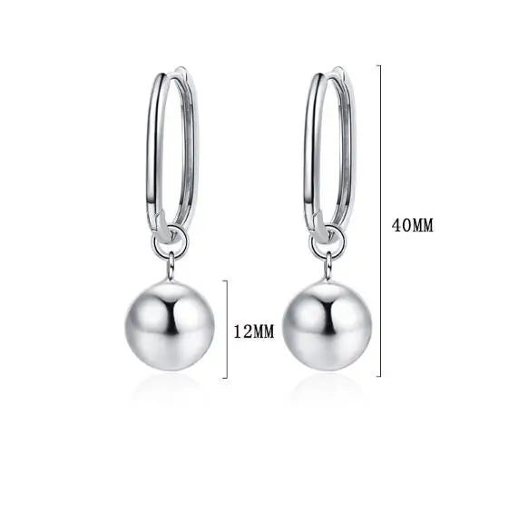 Original 925 Sterling Silver Store Perle Ball Hoops Øredobber For Kvinner 2023 Koreansk Bryllup Fest Smykke Gave For Kvinner Øredobber