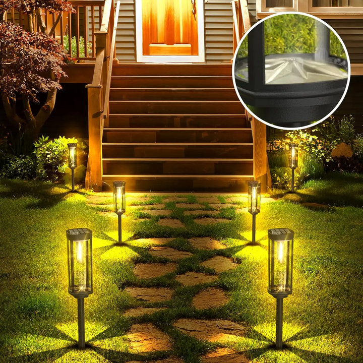 Solart hage lampe med varmt LED lys – Værbestandig aluminiumdesign | Skanto