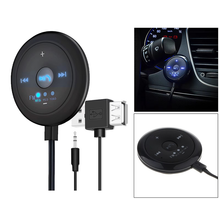 2-i-1 Bluetooth 5.0 Autoradio med FM-sender, AUX-Eingang, 500-mAh-Akku, 5-V-Eingang, kompatibel med smarttelefoner og nettbrett