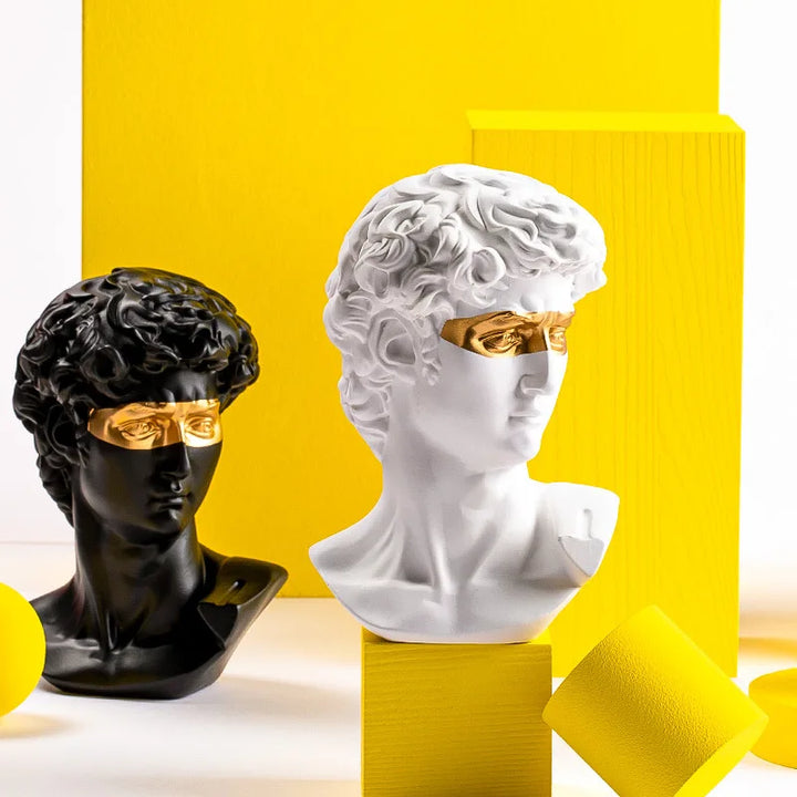 Skanto | Statuer for dekorasjon, 15 cm, David, kaffebord, hjemmedekorasjon, ornamente, byste av et rom laget av gips, hvit harpiks, dekorativ kunstskulptur