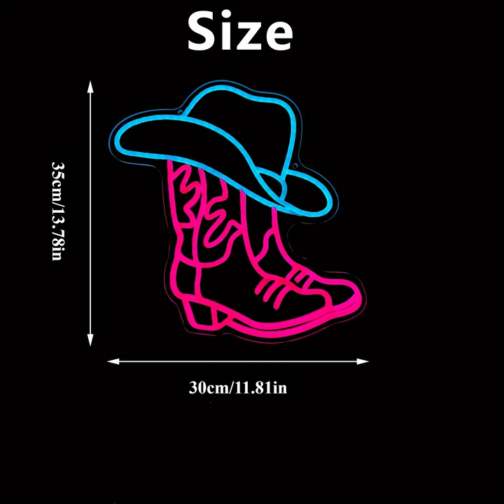 Skanto | USB-drevet cowboystøvler neonskilt for westerninnredning