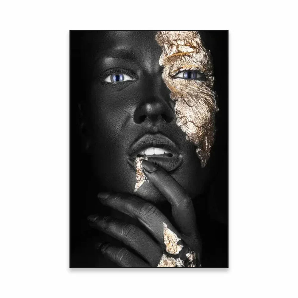 Golden Girl Fashion Wall Art Fine Art Canvas Prints Modern Abstract Portrait Pictures For Living Room Bedroom Boutique Lounge Art Decor | Skanto