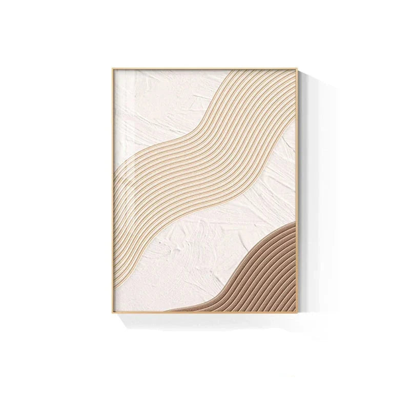 Modern Abstract Beige Geometric Lines Wall Art Fine Art Canvas Prints Pictures for Living Room Dining Room Home Office Decor | Skanto