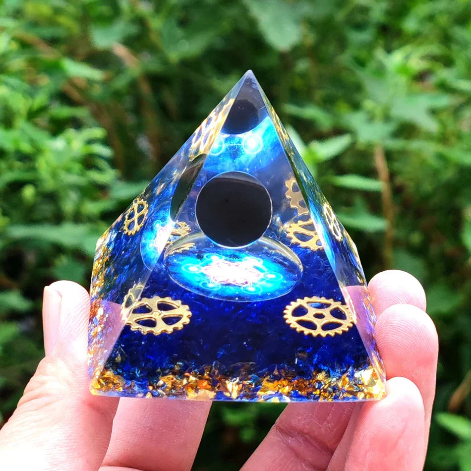 Skanto | Orgonitt-pyramide helbredelse krystaller energigenerator med ametyst pendel - Reiki chakra meditasjonsverktøy og romdekor